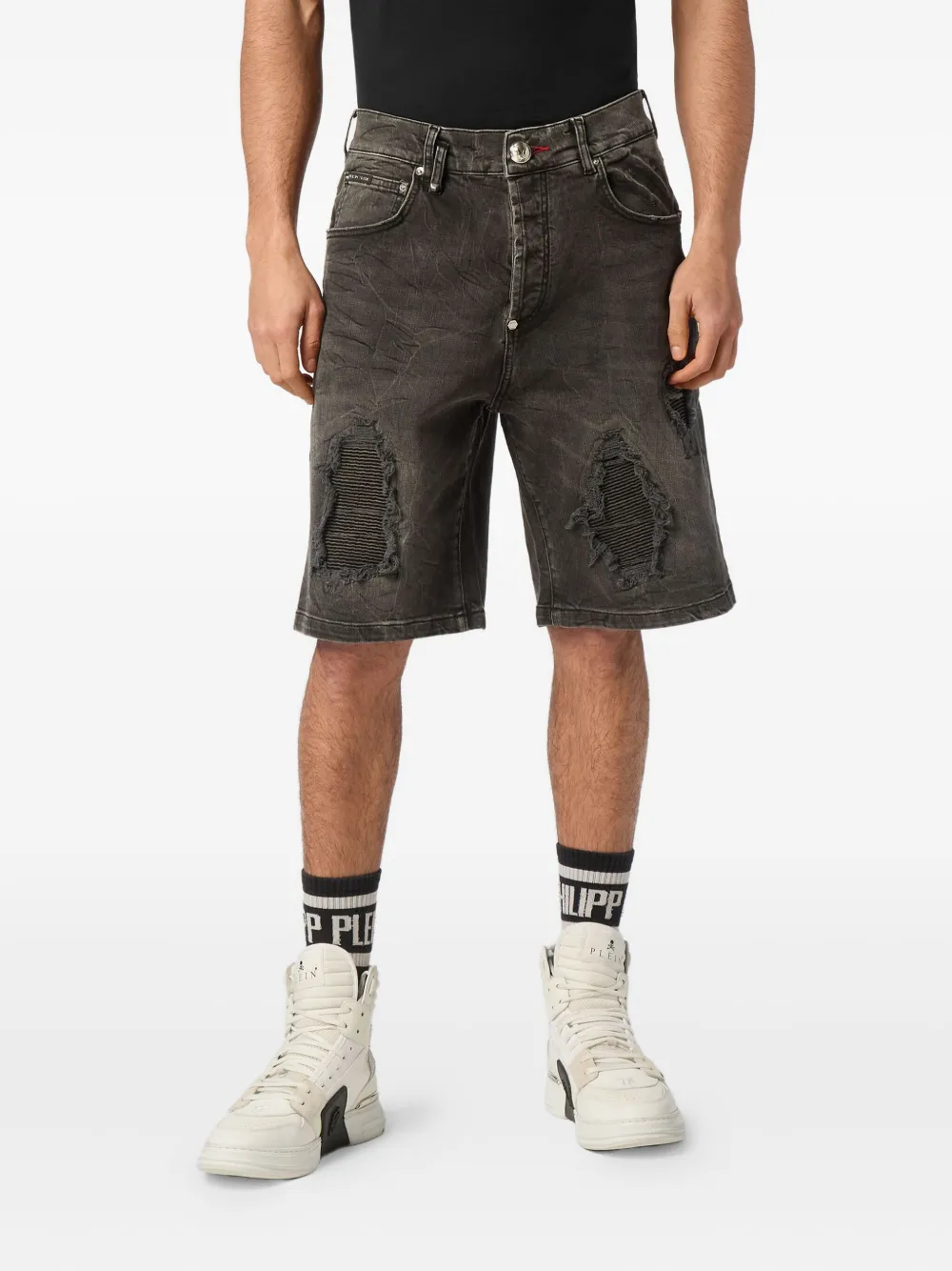 Philipp Plein Gerafelde shorts Grijs