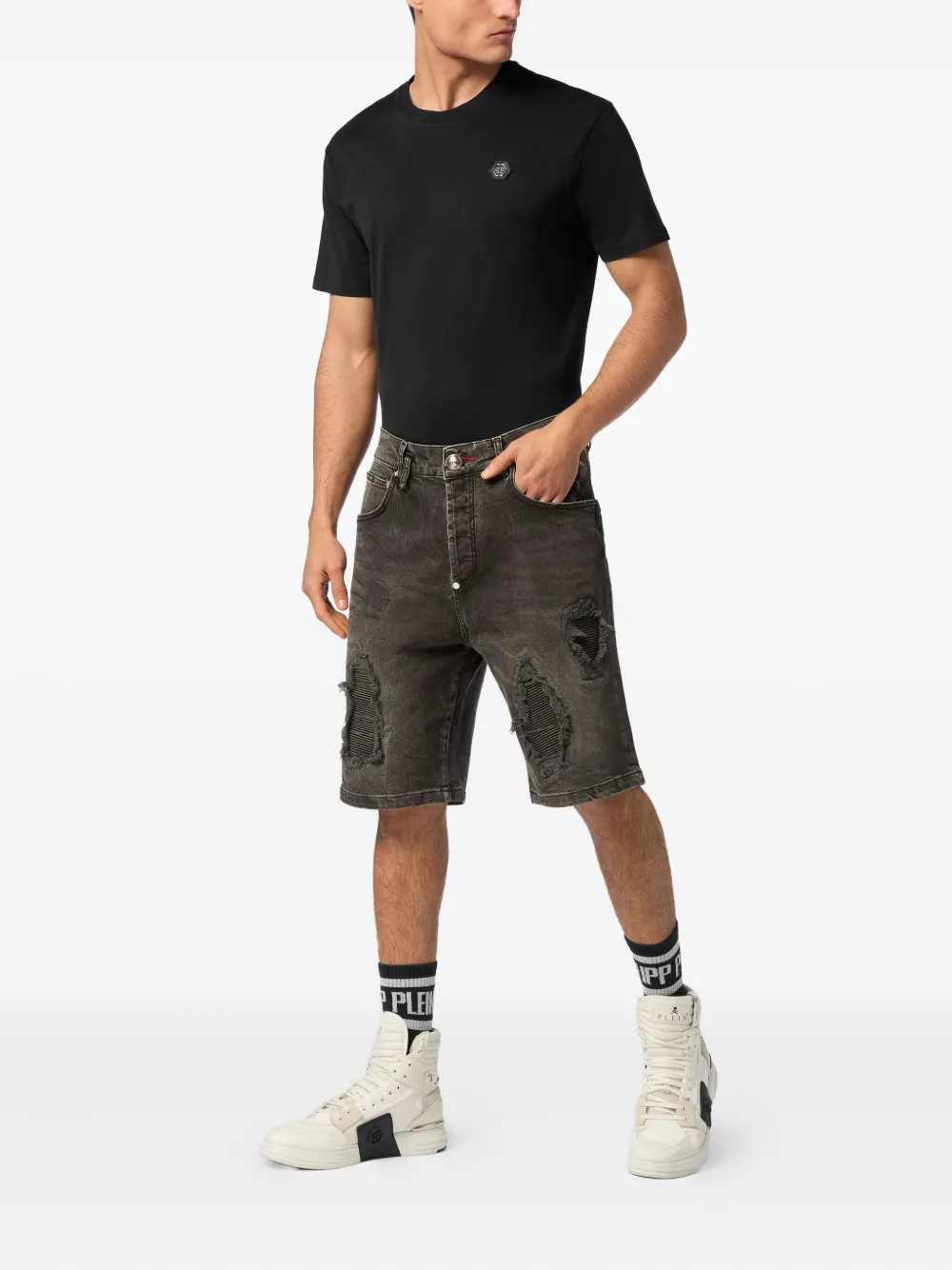 Philipp Plein distressed shorts - Grijs