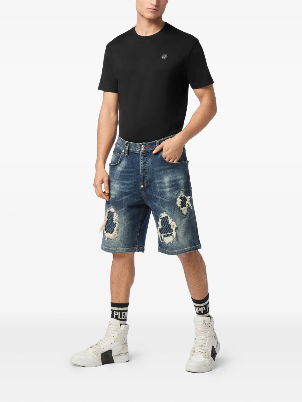 Philipp Plein short à effet usé | Shorts en jean | Image 2