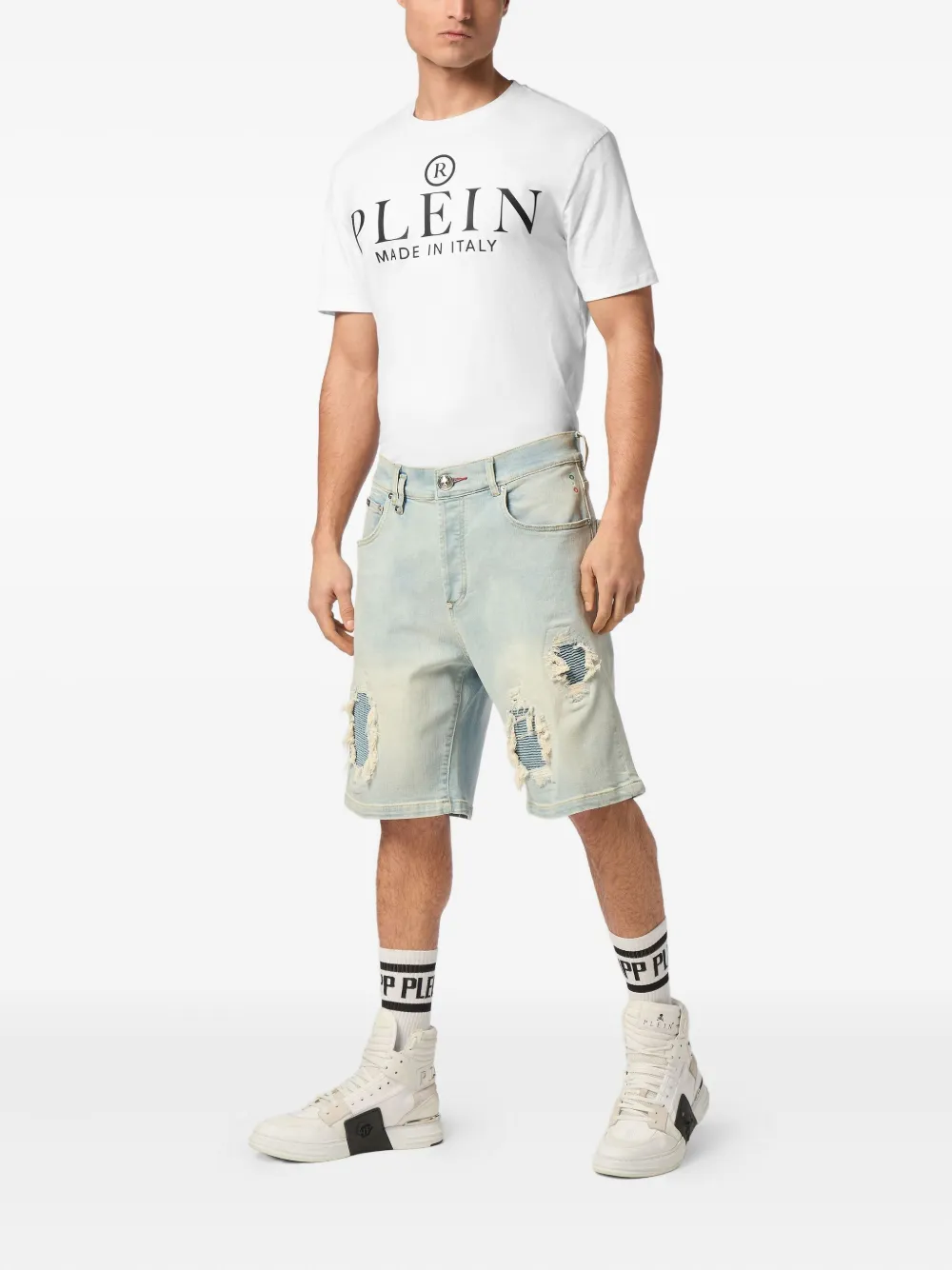 Philipp Plein distressed shorts - Blauw