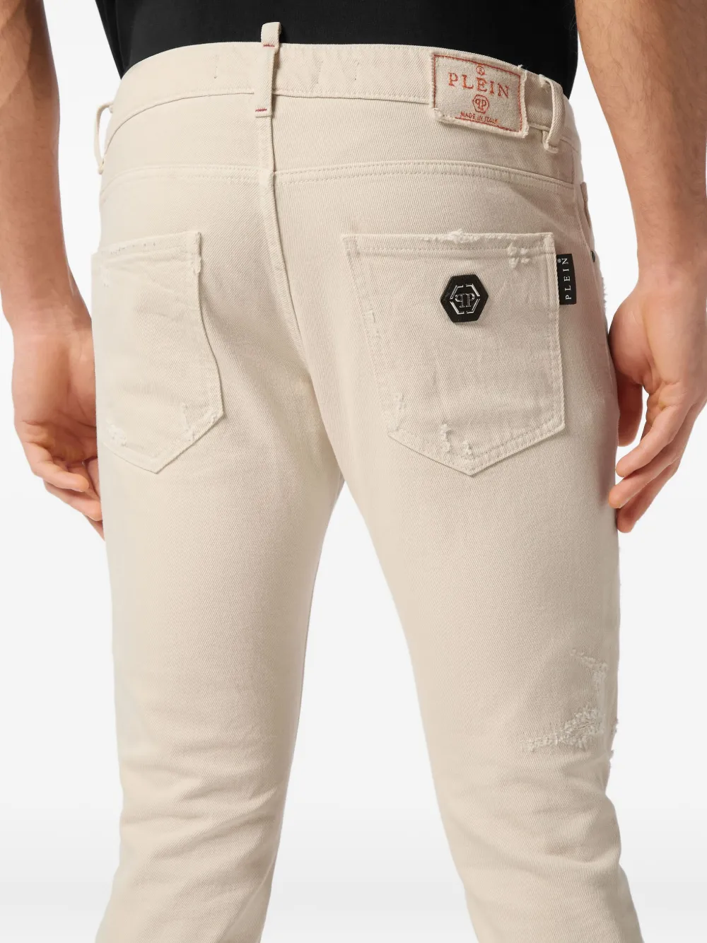 Philipp Plein Jeans met logopatch Beige