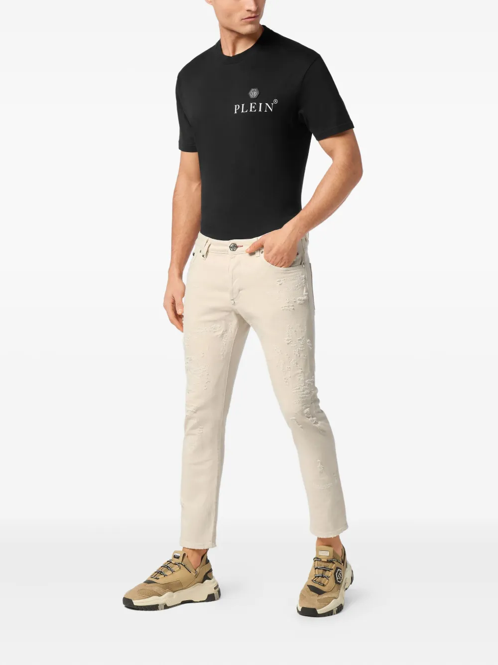 Philipp Plein logo-patch jeans - Beige