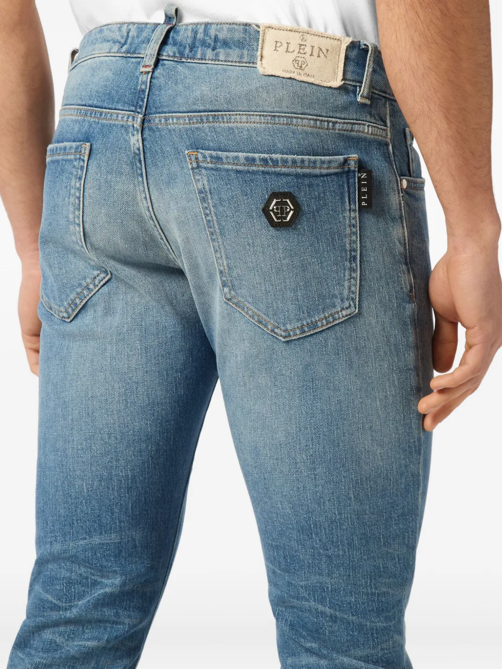 Philipp Plein Jeans met logopatch Blauw