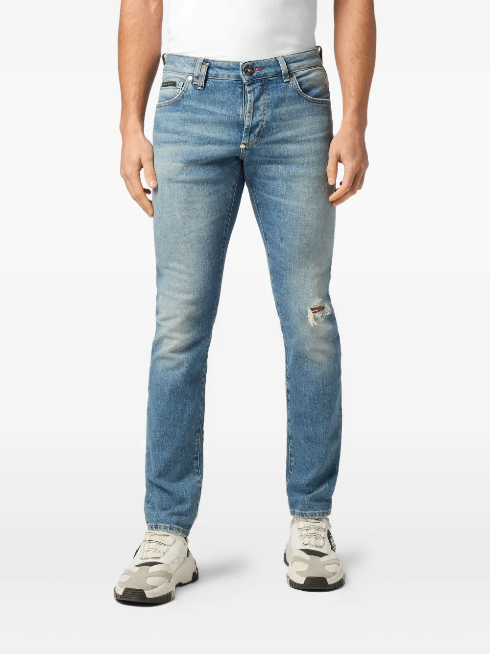 Philipp Plein Jeans met logopatch Blauw