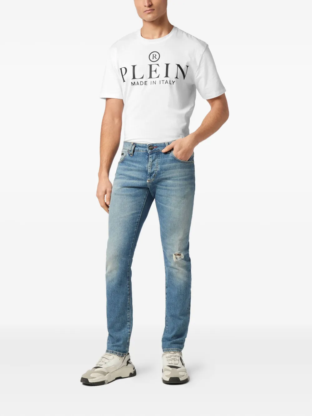 Philipp Plein Jeans met logopatch Blauw