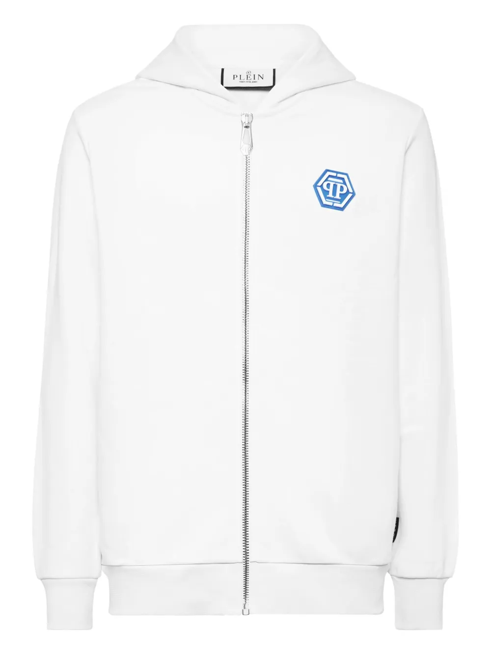 Philipp Plein logo-print zip-up hoodie Wit