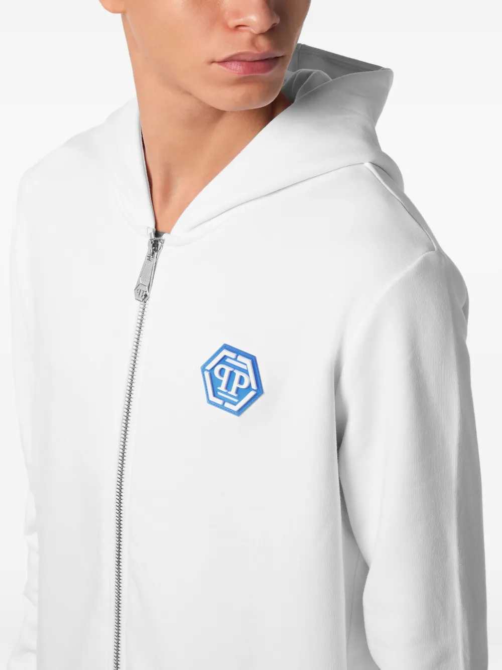 Philipp Plein Hoodie met logoprint en rits Wit