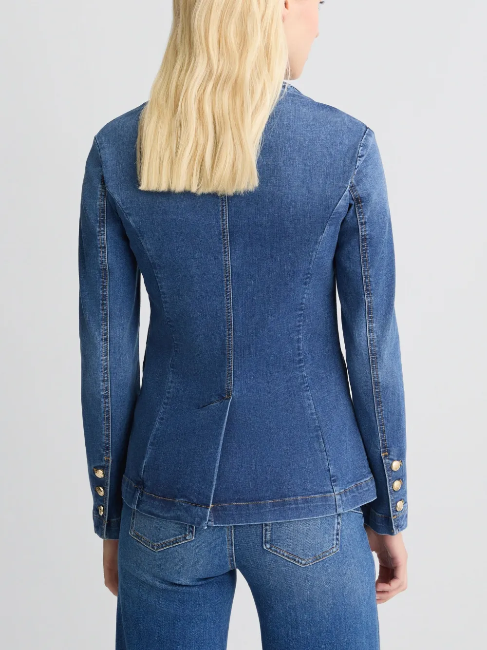 Shop Liu •jo Denim Blazer In Blue