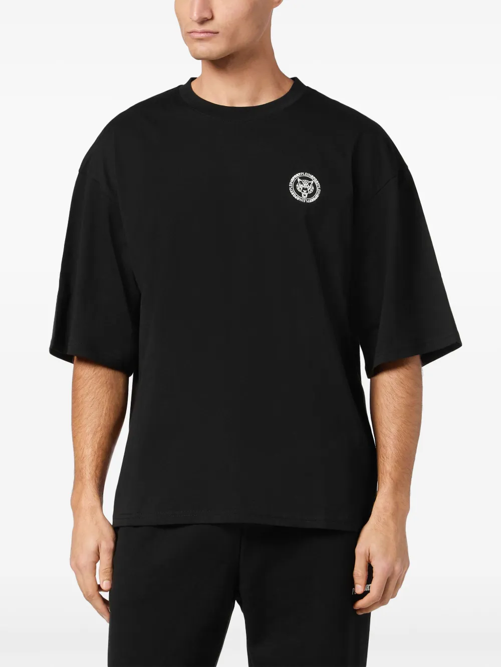 Plein Sport Katoenen T-shirt met ronde hals Zwart