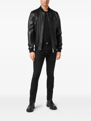 d*3様 フィリッププレイン　レザージャケット　最終値下げ Philipp Plein（フィリッププレイン）レザージャケット - FARFETCH