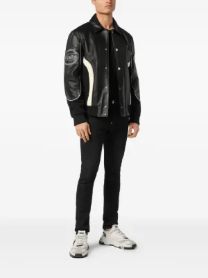 Valentino Garavani レザースリーブ ナイロンスポーツジャケット