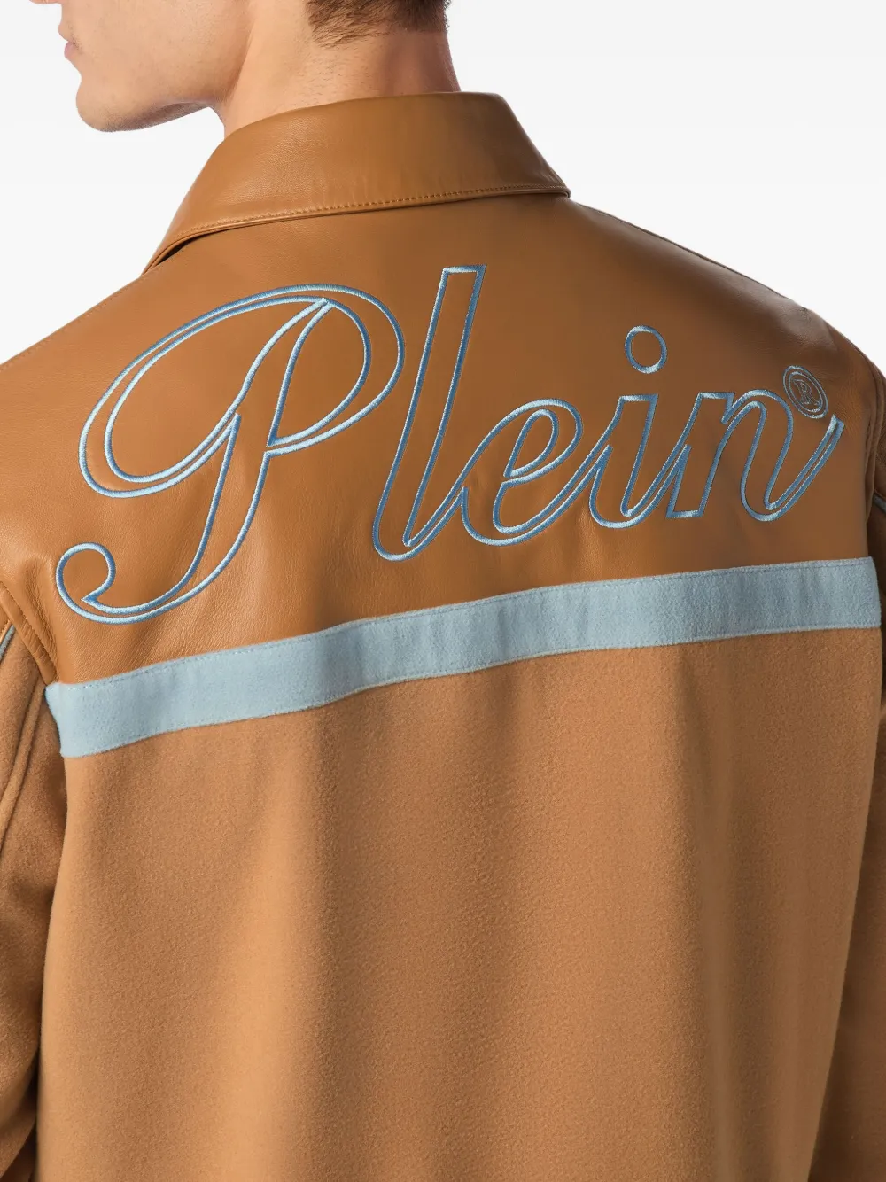 Philipp Plein Coster leren jack Beige
