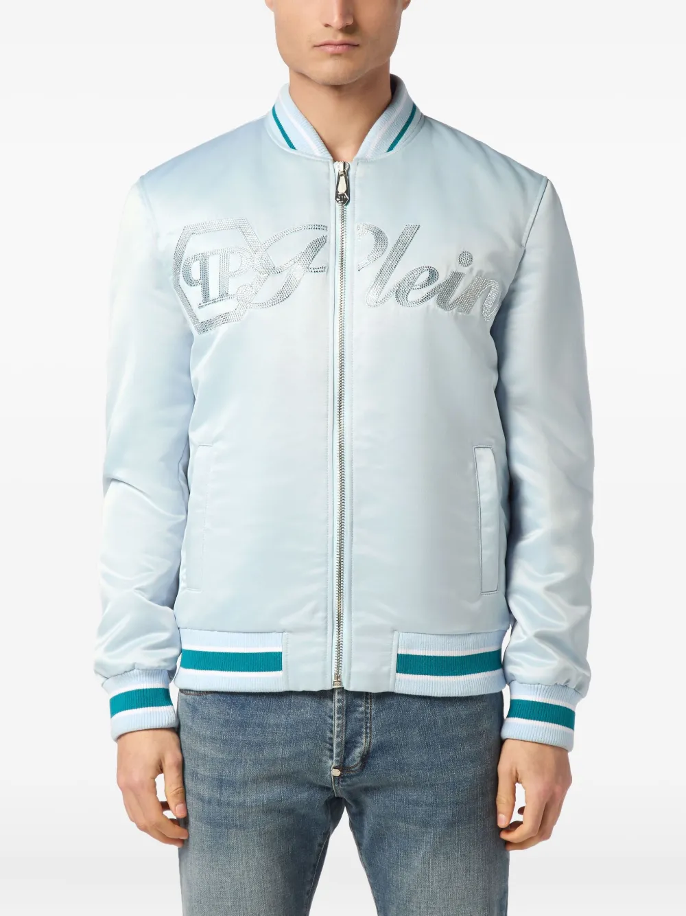 Philipp Plein Satijnen bomberjack Blauw