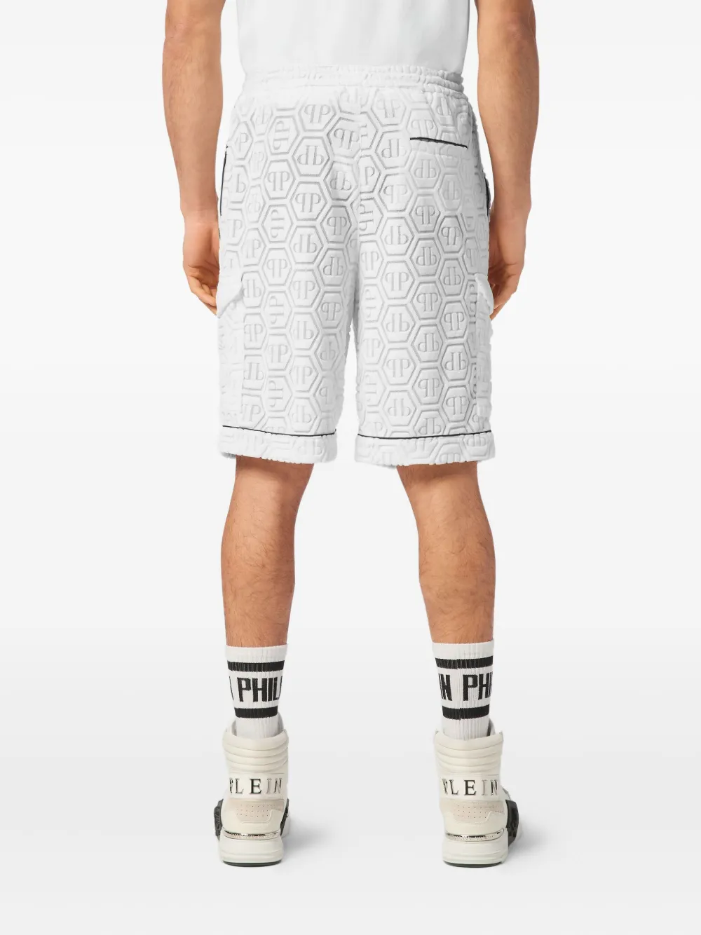 Philipp Plein Trainingsshorts met monogramprint Wit