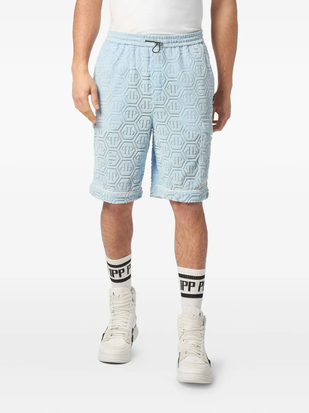 Philipp Plein Shorts met monogram Blauw