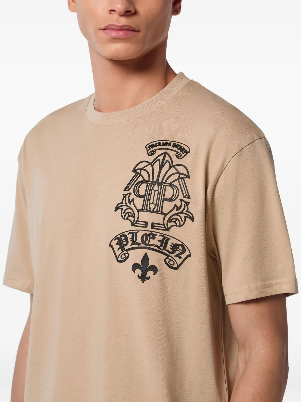 Philipp Plein T-shirt met logo-applicatie Beige