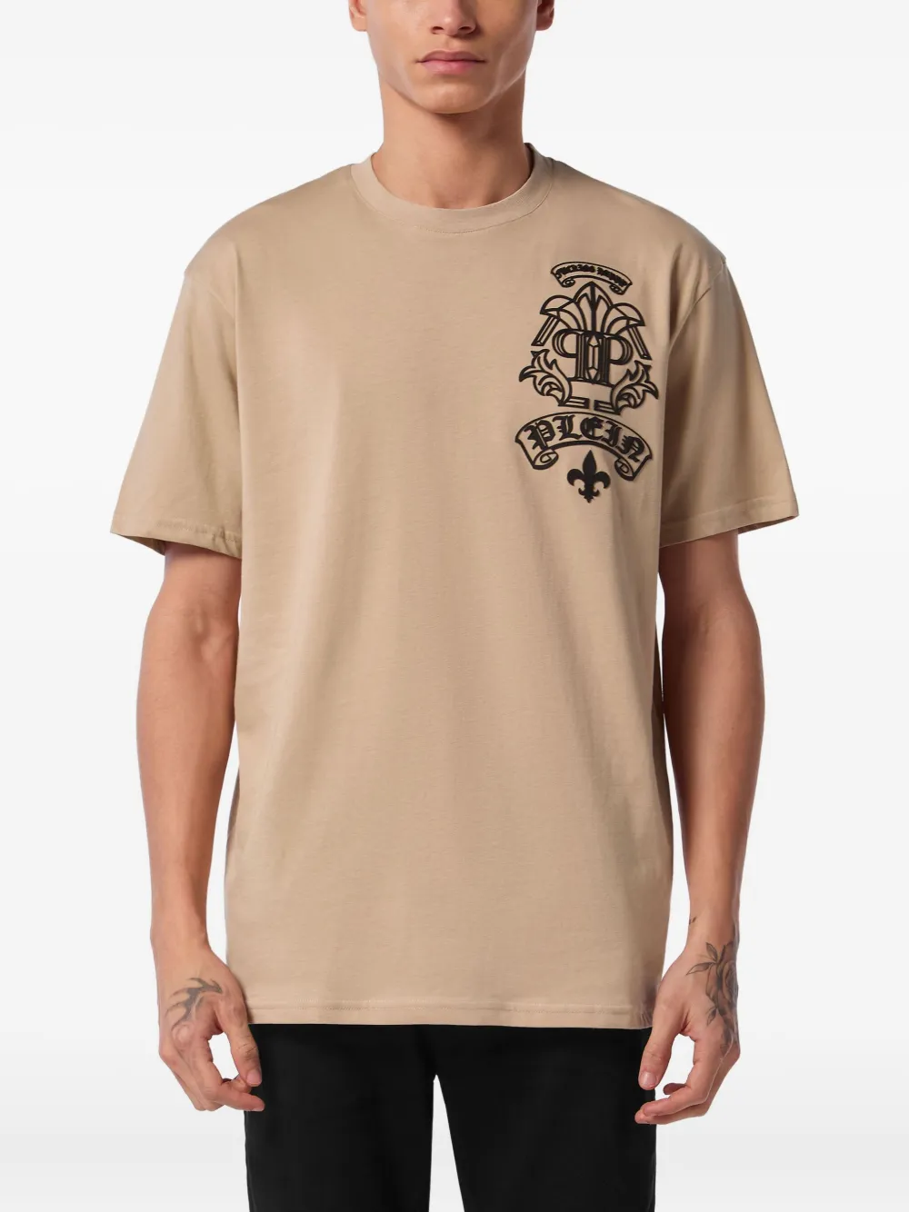 Philipp Plein T-shirt met logo-applicatie Beige