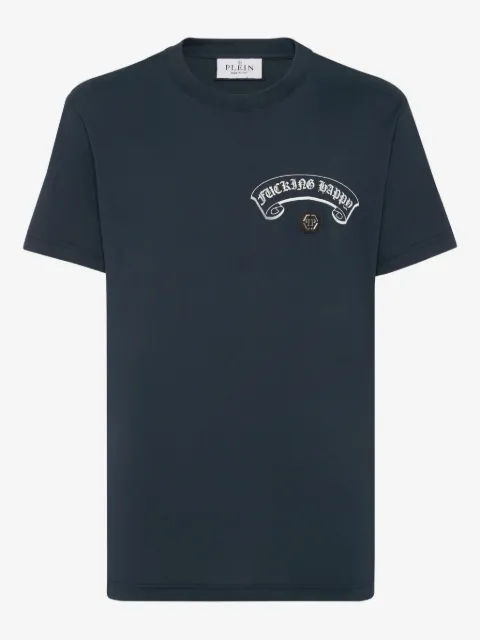 Philipp Plein playera con cuello redondo y logo en la espalda