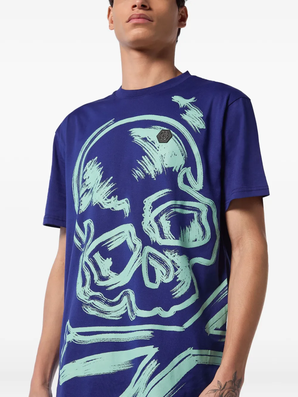 Philipp Plein T-shirt met doodskop Blauw