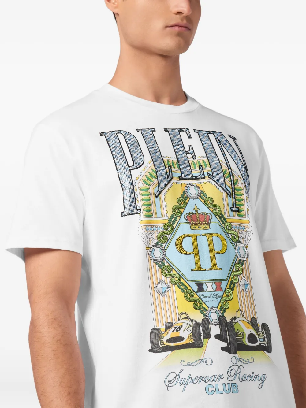 Philipp Plein Supercar Racing T-shirt Wit