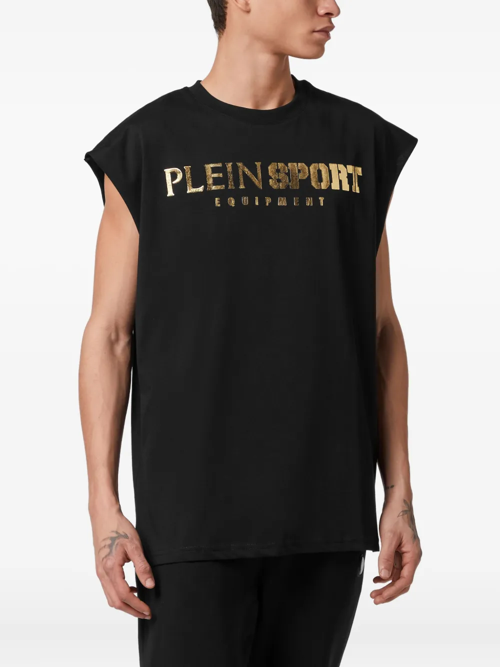 Plein Sport Mouwloos T-shirt met logo Zwart