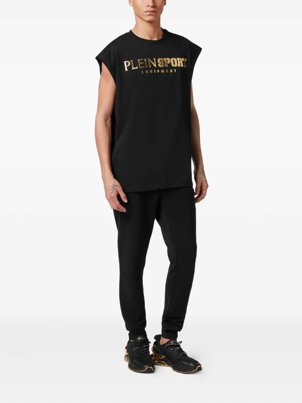Plein Sport Mouwloos T-shirt met logo - Zwart