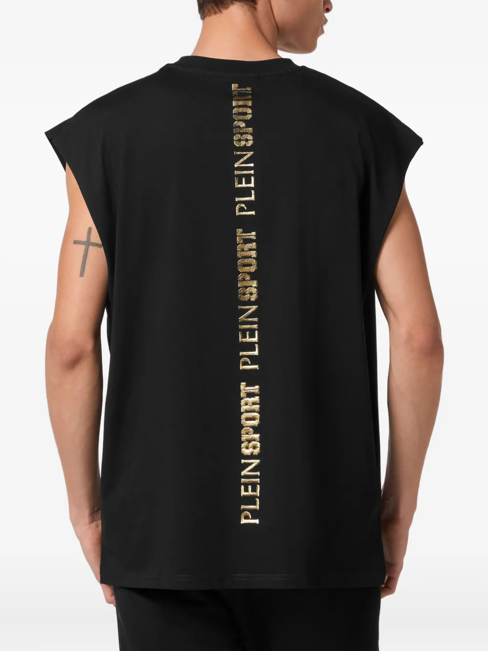 Plein Sport Mouwloos T-shirt met logo Zwart
