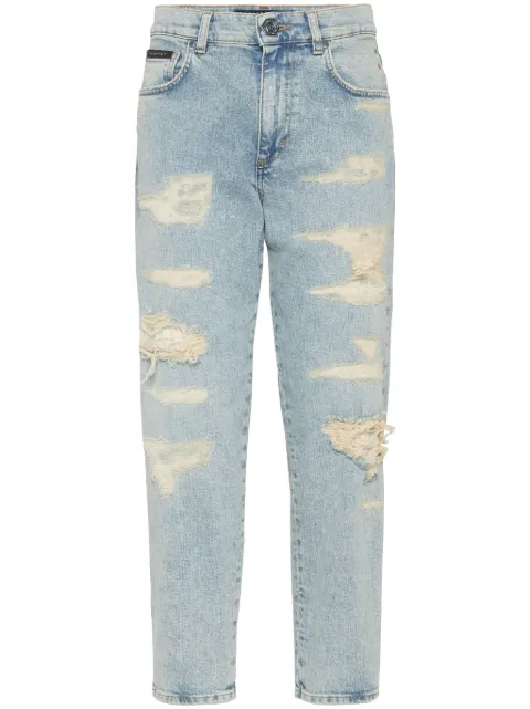Philipp Plein Calça jeans cropped destroyed