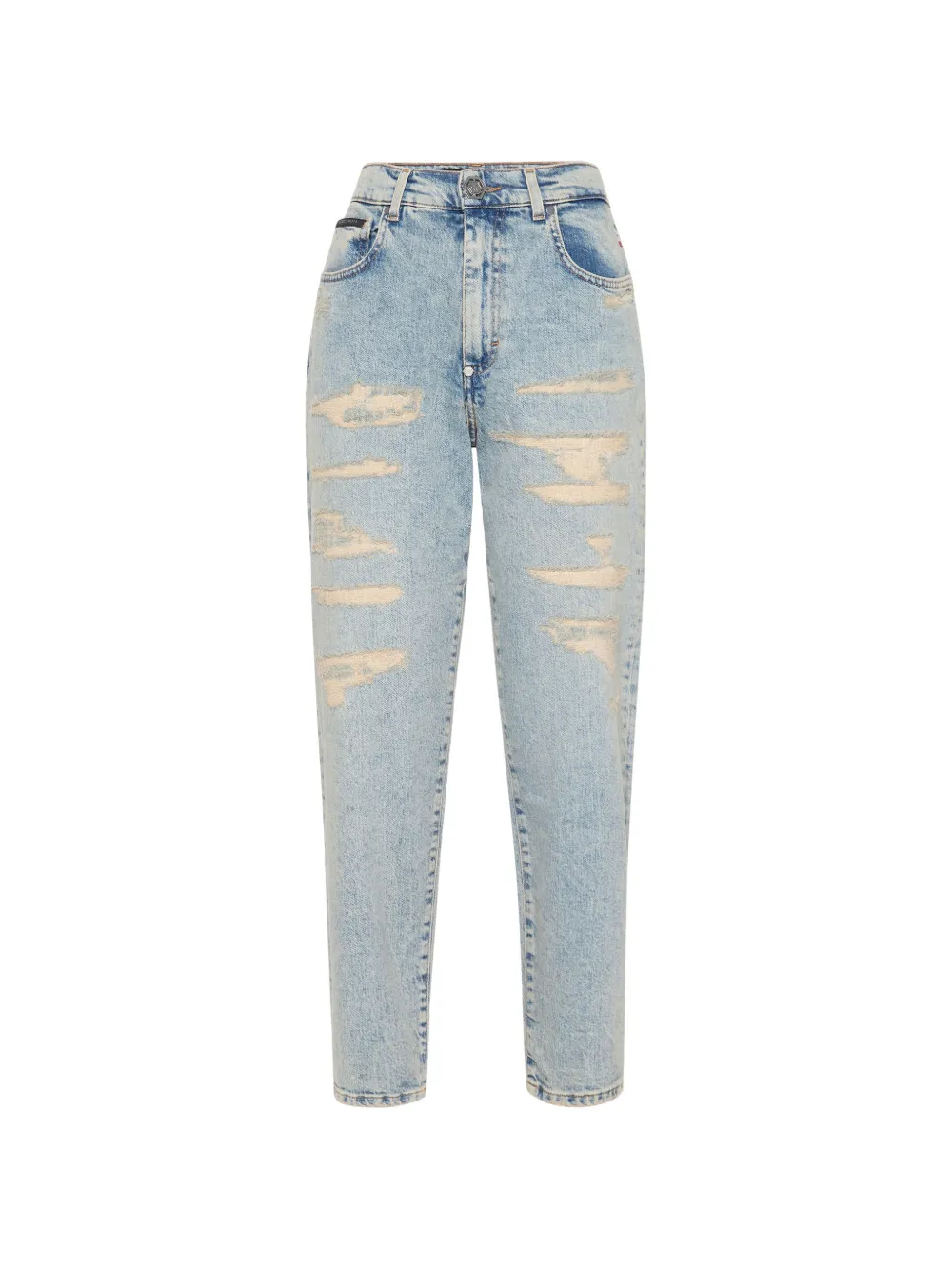 Philipp Plein Jeans crop con effetto vissuto - Blu