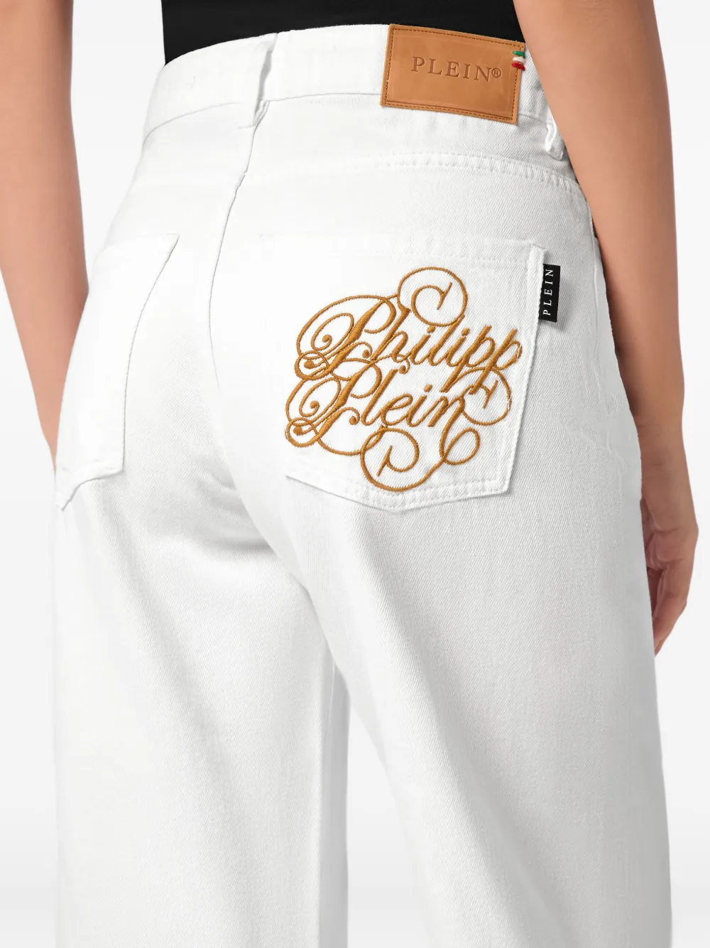 Philipp Plein Jeans met geborduurd logo Wit