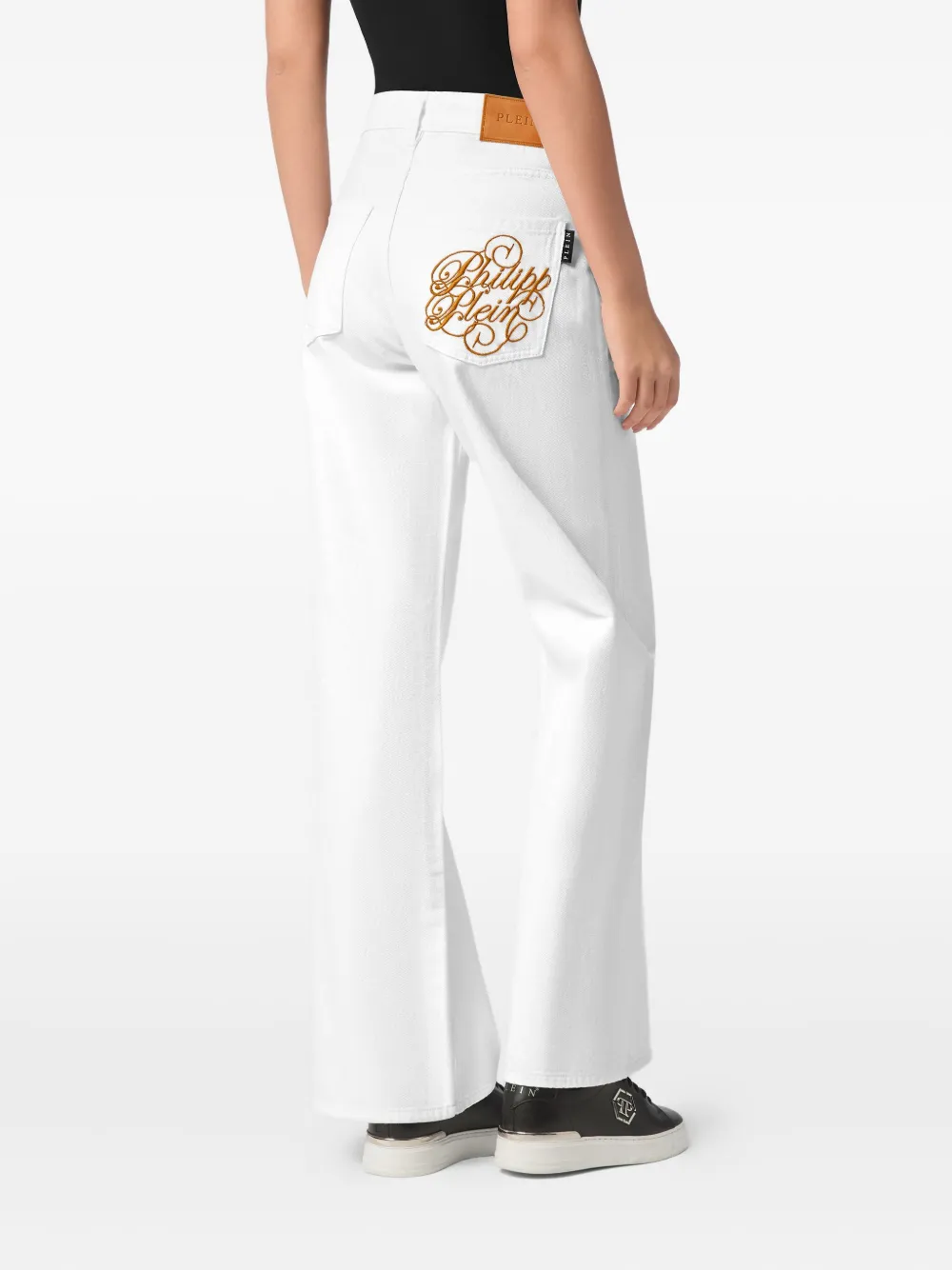 Philipp Plein Jeans met geborduurd logo - Wit