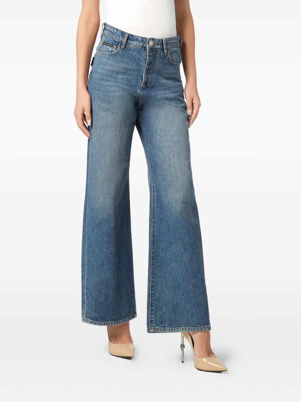 Philipp Plein Jeans met geborduurd logo Blauw