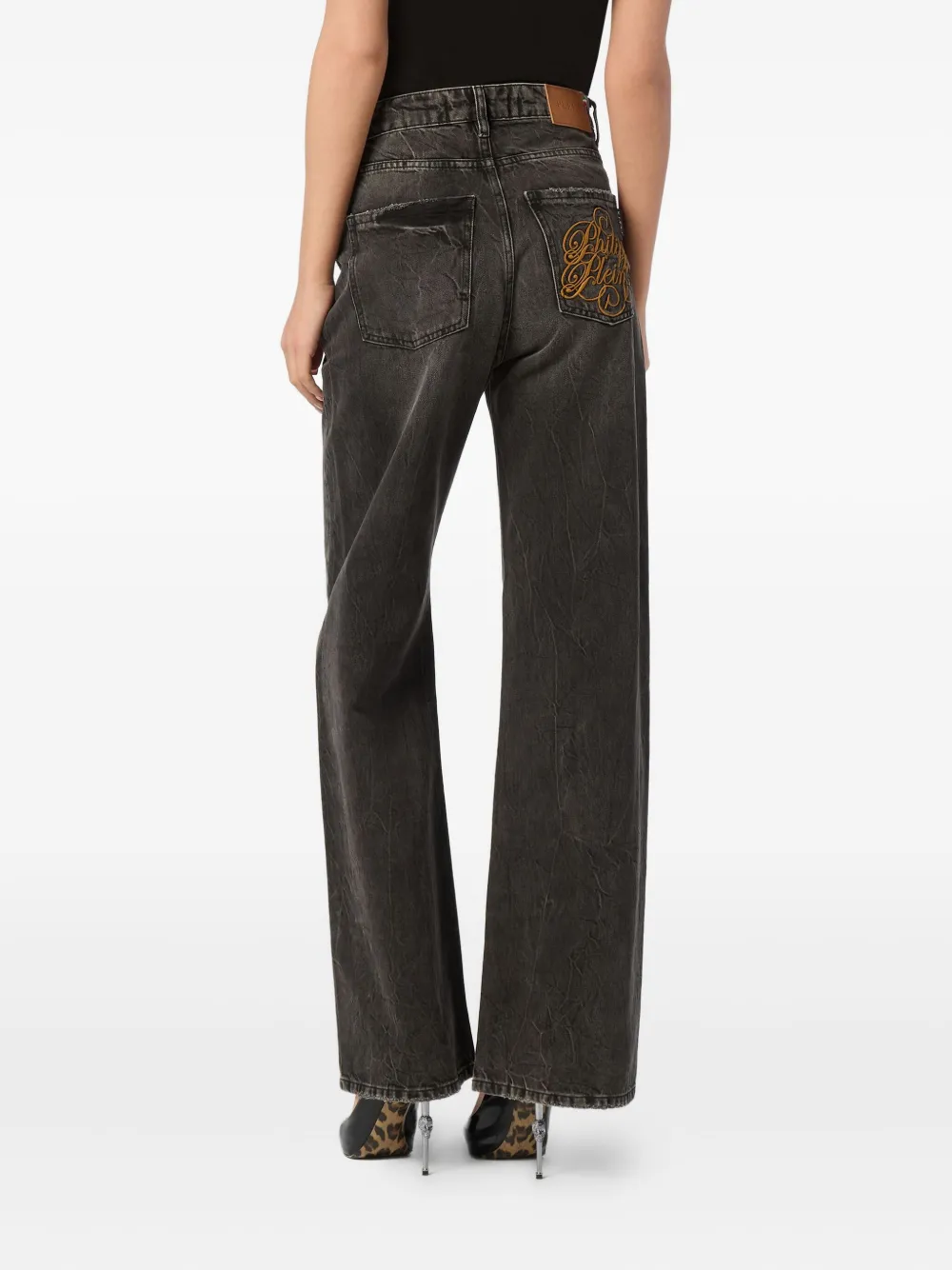 Philipp Plein Jeans met geborduurd logo Grijs