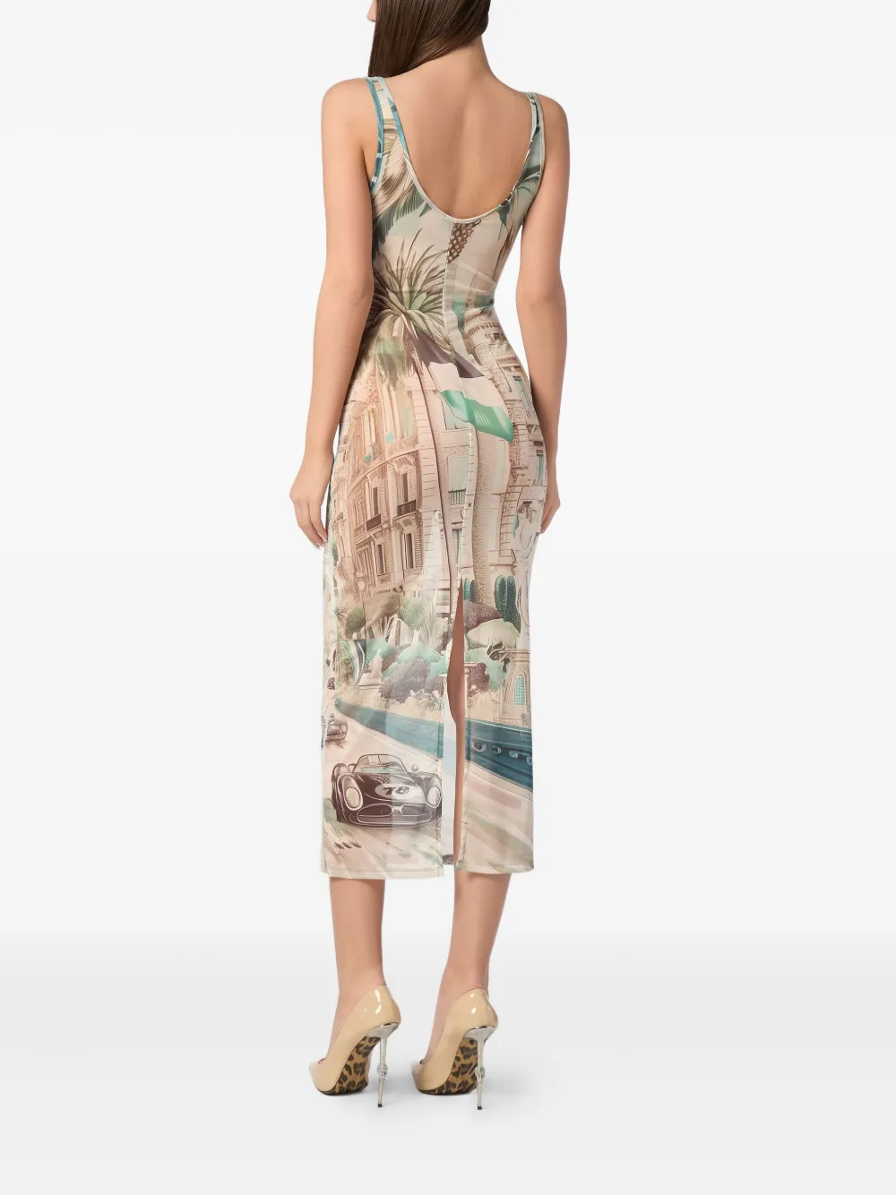 PHILIPP PLEIN ABSTRACT-PRINT MIDI DRESS