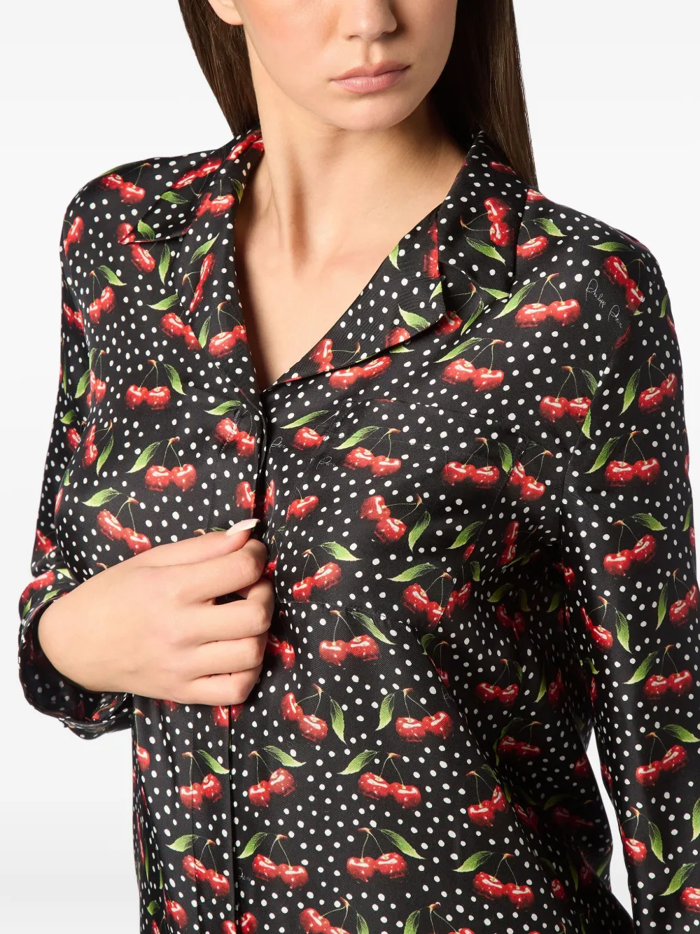 Philipp Plein Cherries zijden blouse Zwart