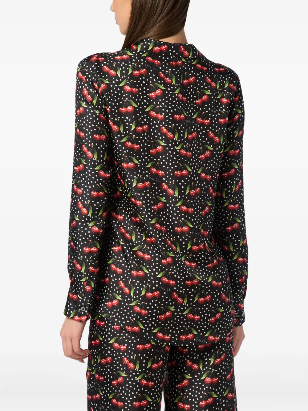 Philipp Plein Cherries zijden blouse Zwart