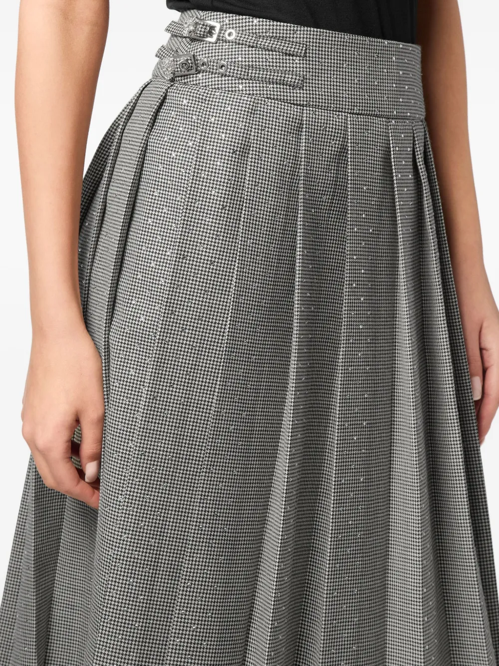 Philipp Plein houndstooth pleated midi skirt Zwart