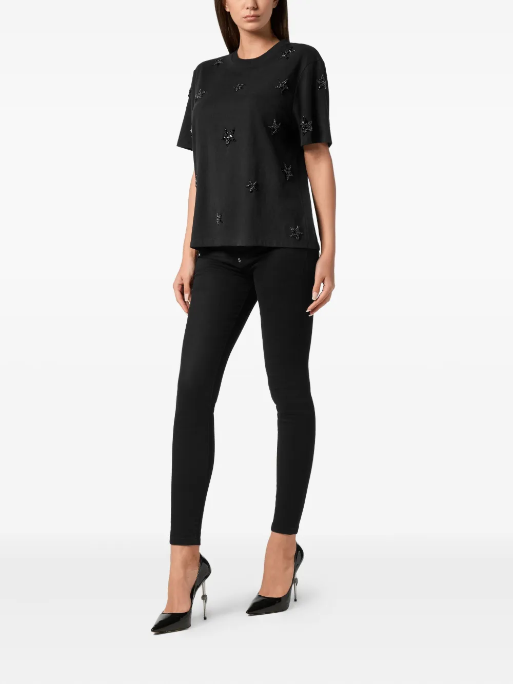 Philipp Plein star-embellished T-shirt Zwart