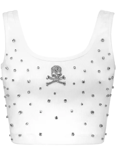 Philipp Plein rhinestone-embellished jersey top
