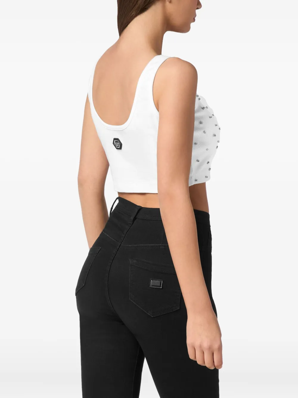 Philipp Plein Top verfraaid met stras Wit