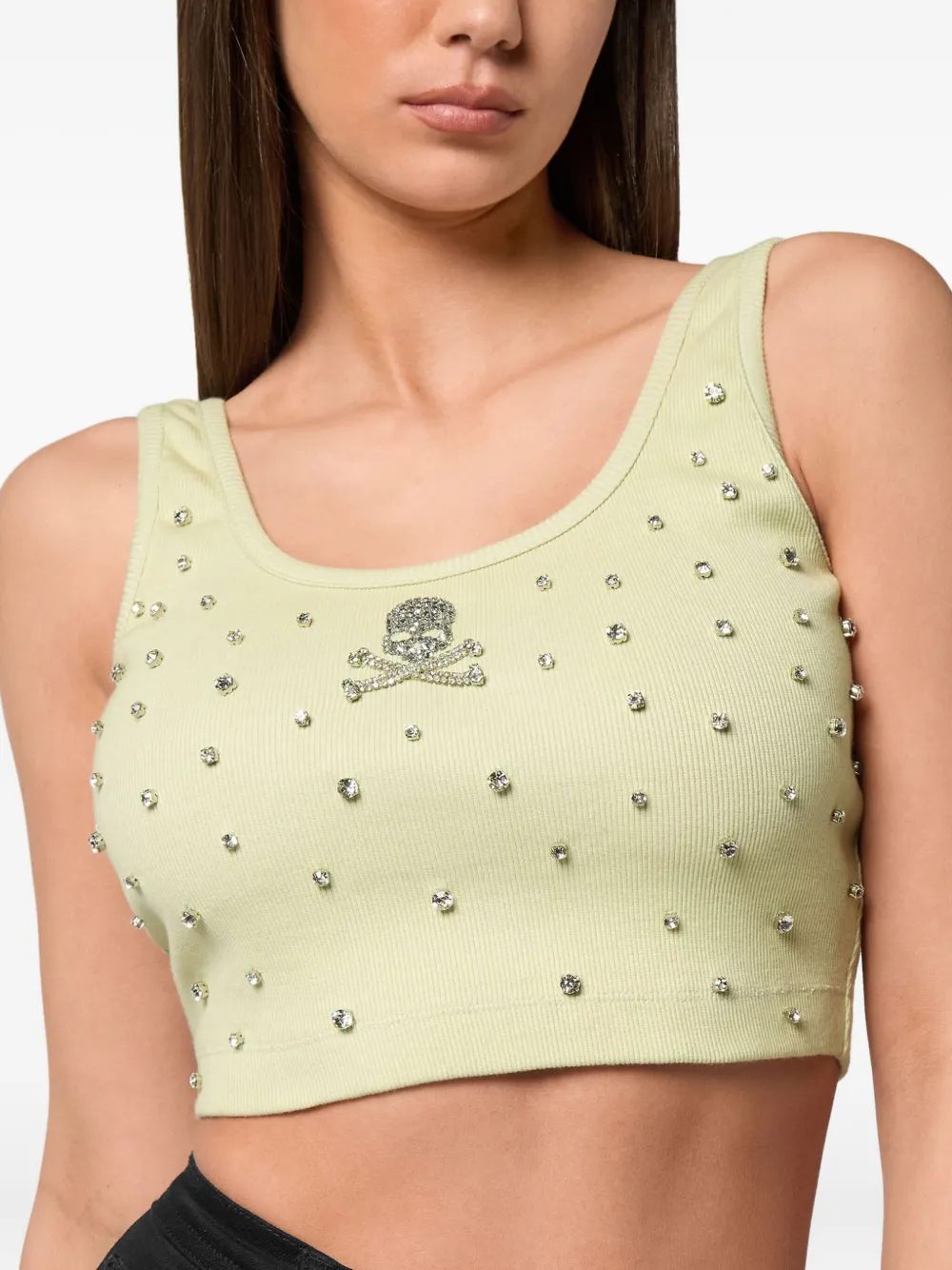 Philipp Plein rhinestone-embellished cropped top Groen
