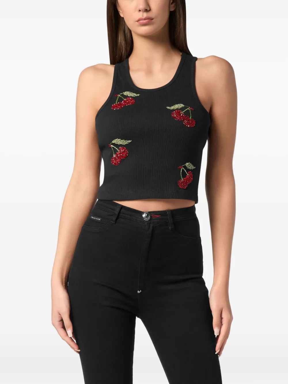 Philipp Plein crystal-embellished tank top Zwart