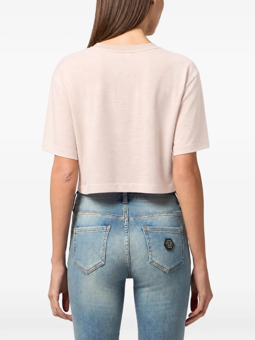 Philipp Plein crystal-embellished cropped T-shirt Wit