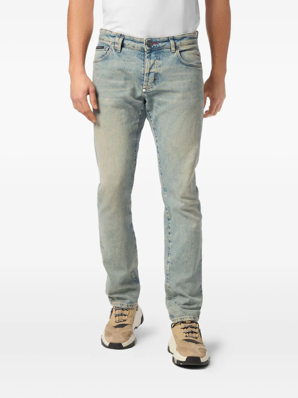 Philipp Plein Jeans met logopatch Blauw