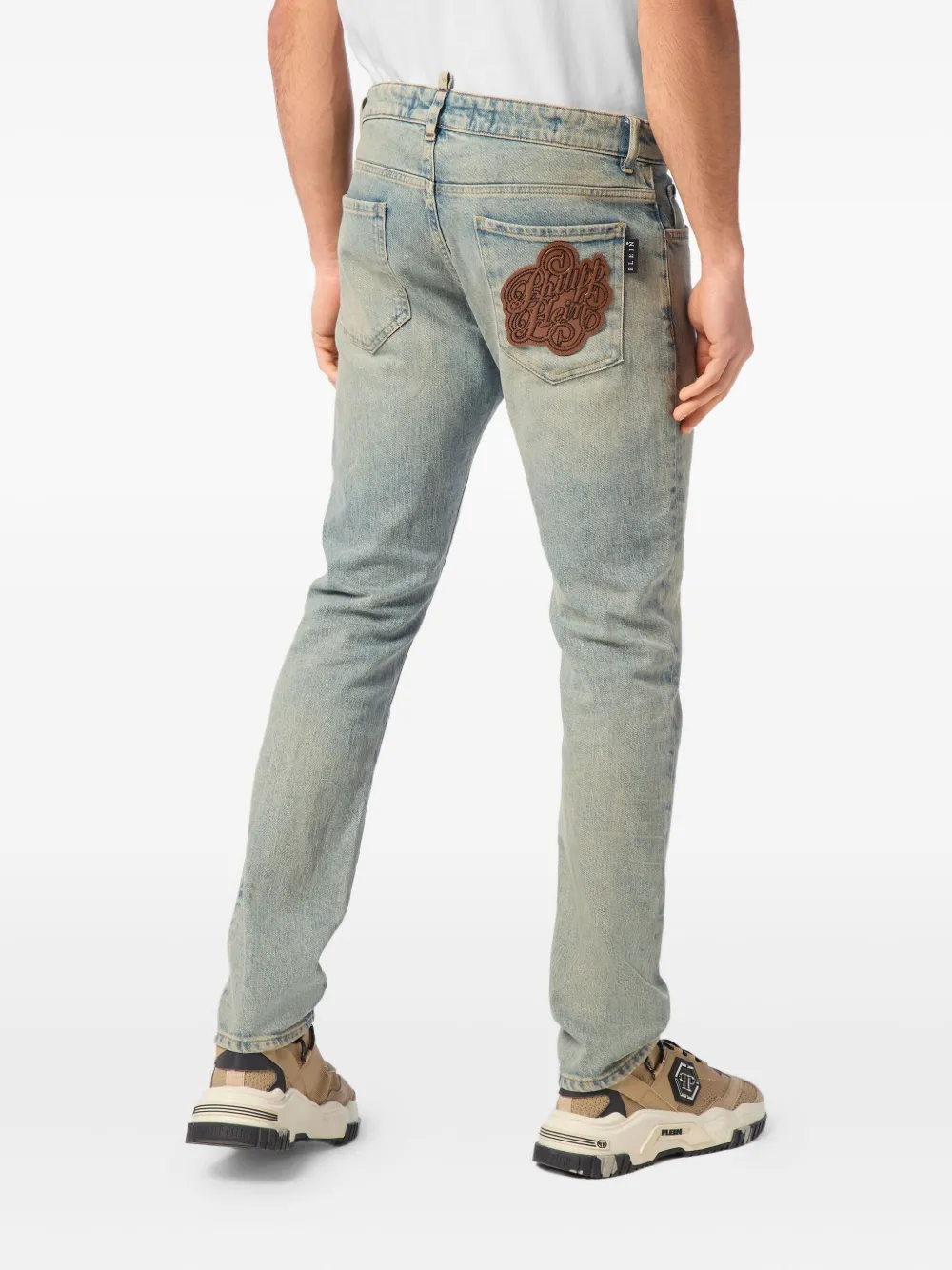 Philipp Plein Jeans met logopatch Blauw
