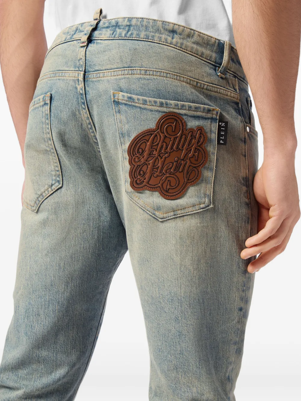 Philipp Plein Jeans met logopatch Blauw
