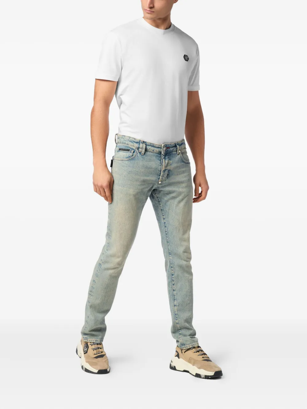 Philipp Plein logo-patch jeans - Blauw