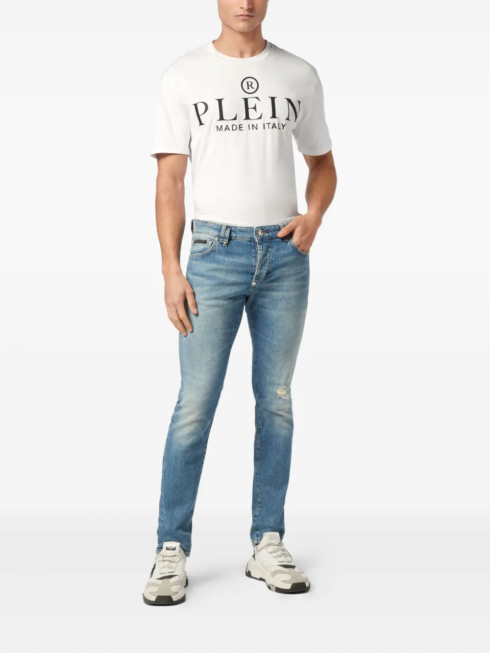 Philipp Plein logo-patch jeans - Blauw