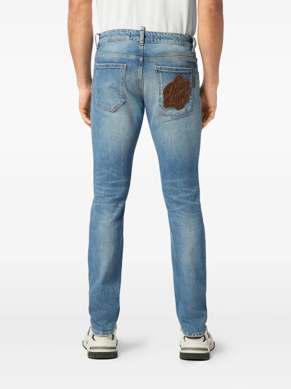 Philipp Plein Jeans met logopatch Blauw