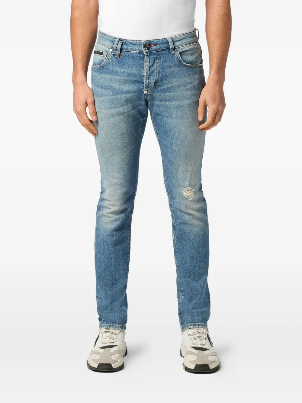 Philipp Plein Jeans met logopatch Blauw